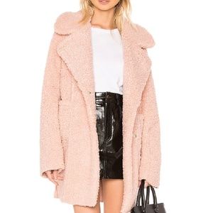 Revolve J.O.A Reversible Shearling Teddy Coat in Dusty Pink Size Small